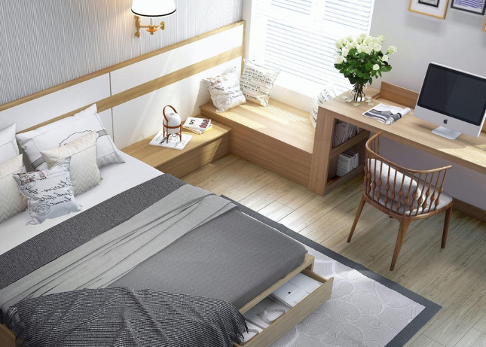 Phòng ngủ nam 15m2 thiết kế đơn giản phù hợp cho nam nữ sinh viên