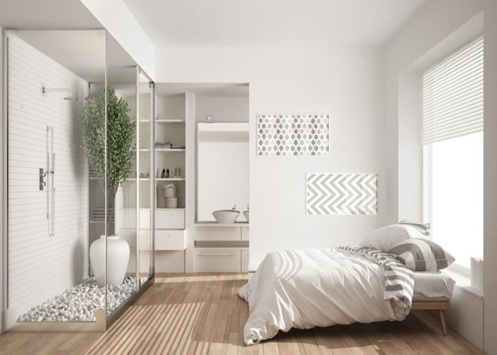 Thiết kế phòng ngủ hiện đại 15m2 màu trắng cho vợ chồng