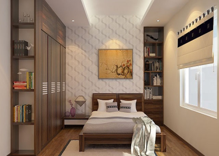 Thiết kế phòng ngủ nữ tính 15m2 thanh lịch với tông màu gỗ