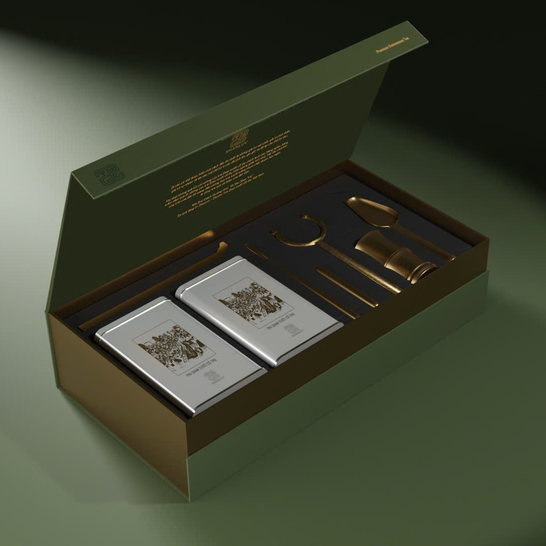 Một set quà tặng trà Shan Tuyết cao cấp, đẹp trang nhã